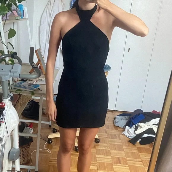 Dresses | Date Partygoing Out Black Dress In Faux Suede Material Size 4 |  Poshmark
